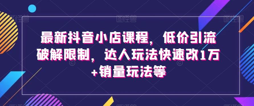 最新抖音小店课程，低价引流破解限制，达人玩法快速改1万+销量玩法等-鑫梵淘