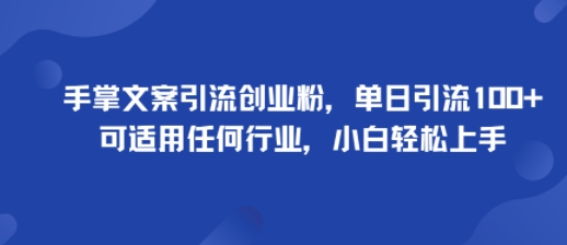 手掌文案引流创业粉，单日引流100+，可适用任何行业，小白轻松上手-鑫梵淘