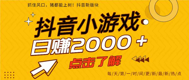 2025年爆火的抖音小游戏项目，一部手机日入2000+-鑫梵淘