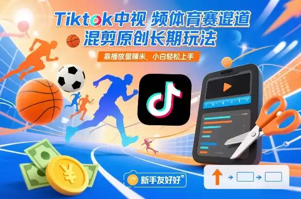 Tiktok中视频体育赛道混剪原创长期玩法，靠播放量賺米，小白轻松上手-鑫梵淘