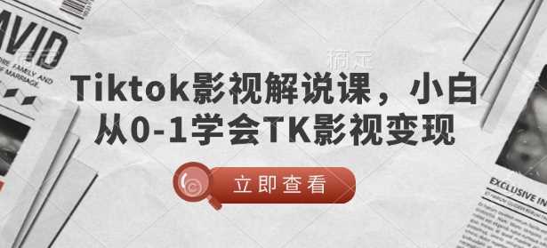 TikTok影视解说课，小白从0-1学会TK影视变现-鑫梵淘