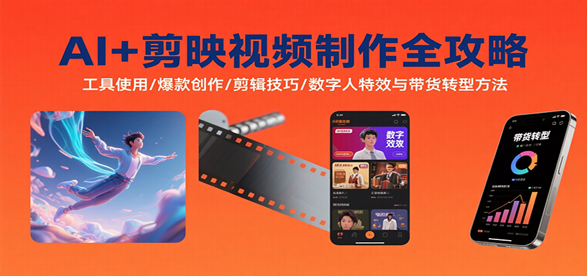 AI+剪映视频制作全攻略：工具使用/爆款创作/剪辑技巧/数字人特效与带货转型方法-鑫梵淘