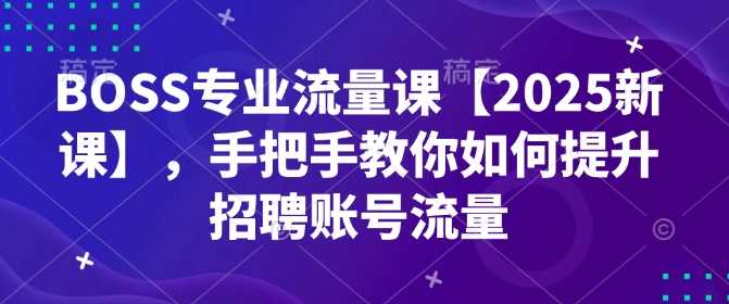 BOSS专业流量课【2025新课】，手把手教你如何提升招聘账号流量-鑫梵淘