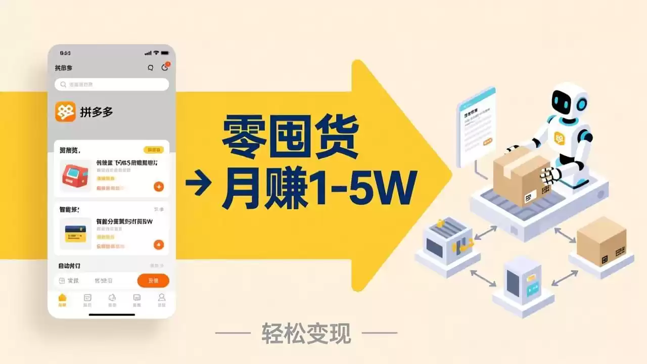 不用囤货不用跑单！拼多多虚拟玩法，机器人管理发货和客服，帮你月赚 1-5W-鑫梵淘