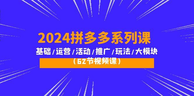 (10019期)2024拼多多系列课：基础/运营/活动/推广/玩法/大模块(62节视频课)-鑫梵淘
