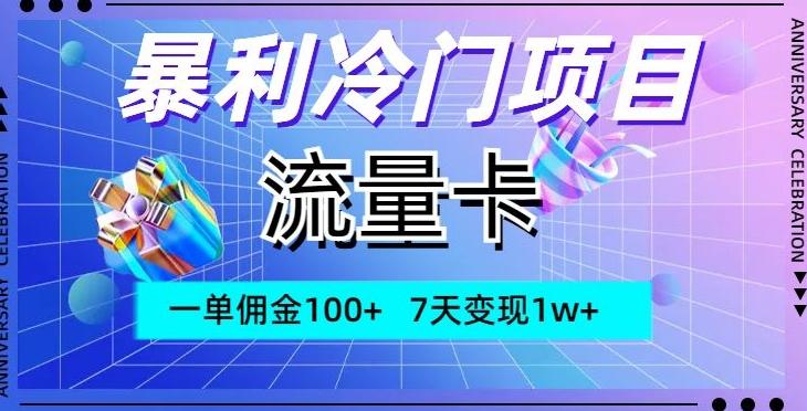 暴利冷门项目，流量卡，一单佣金100+，7天变现1w+-鑫梵淘