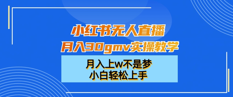 小红书无人直播月入30gmv实操教学，月入上w不是梦，小白轻松上手【揭秘】-鑫趣淘