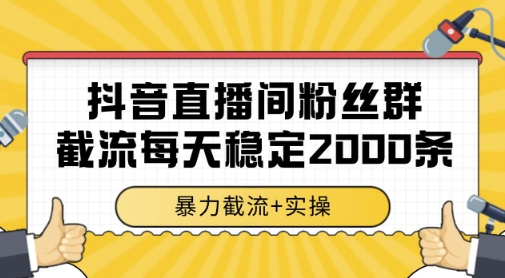 抖音直播间粉丝群暴力截流，一台电脑每天稳定2000条数据，暴力截流+实操 【揭秘】-鑫梵淘