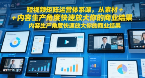 短视频矩阵运营体系课，从素材+内容生产角度快速放大你的商业结果-鑫梵淘