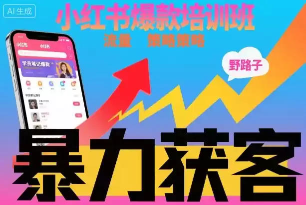 小红书爆款培训班，小红书获客野路子流量打法，暴力持续获客-鑫梵淘