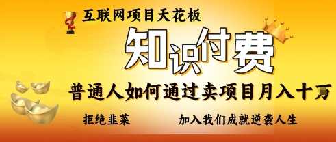 互联网项目天花板，知付付费项目，普通人如何通过卖项目月入十个，拒绝韭菜【揭秘】-鑫梵淘