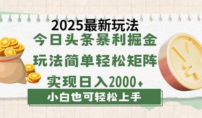 （14120期）今日头条2025最新玩法，思路简单，复制粘贴，轻松实现矩阵日入2000+-鑫梵淘