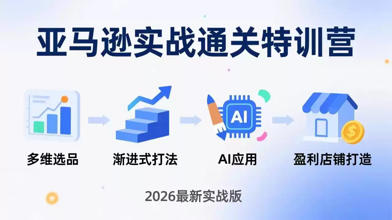 亚马逊实战通关特训营：2026年3月更新，多维选品+渐进式打法+AI应用，从0到1打造盈利店铺-鑫梵淘