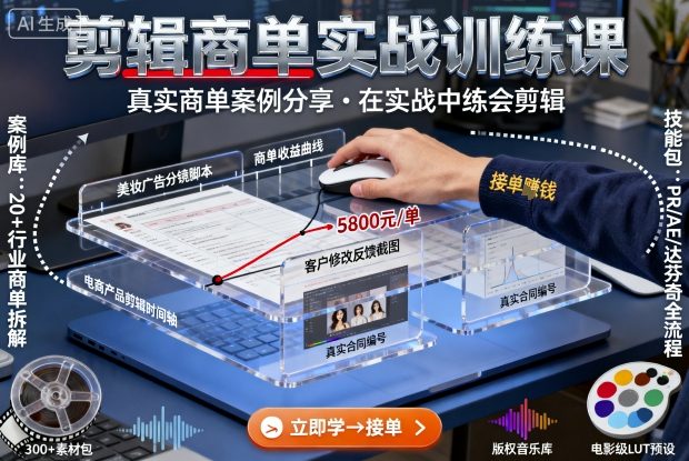 剪辑商单实战训练课，真实商单案例分享，在实战中练会剪辑-鑫梵淘