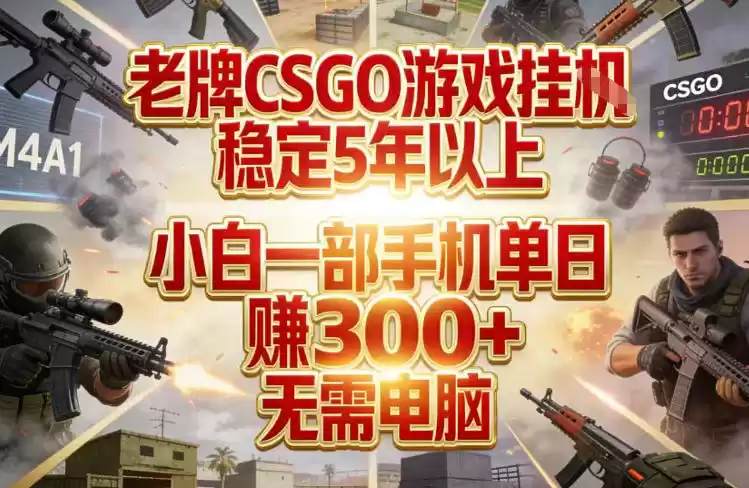 老牌CSGO游戏挂G，稳定5年以上，小白一部手机单日賺3张+，无需电脑【揭秘】-鑫梵淘