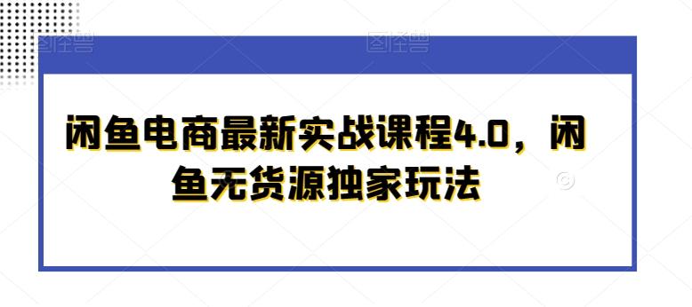 闲鱼电商最新实战课程4.0，闲鱼无货源独家玩法-鑫梵淘