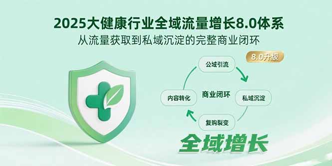2025大健康行业全域流量增长8.0体系，从流量获取到私域沉淀的完整商业闭环-鑫梵淘