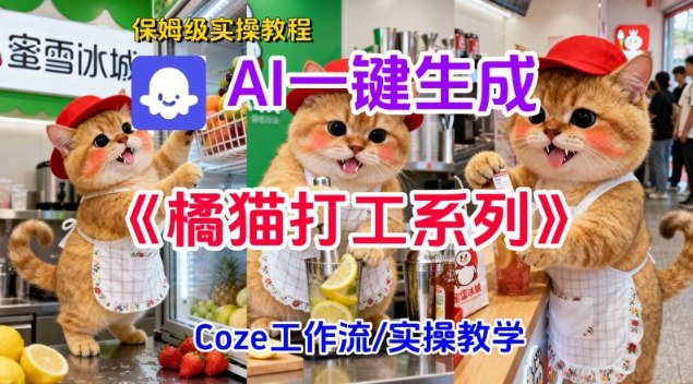Coze扣子工作流一键生成胖橘猫打工短视频，保姆级实操搭建教学-鑫梵淘