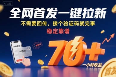 全网首发一键拉新项目，不需要回传，接个验证码就完事，稳定靠谱，一小时收益70+【揭秘】-鑫梵淘