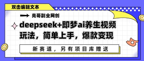 deepseek+即梦ai养生视频玩法，简单上手，爆款变现-鑫梵淘