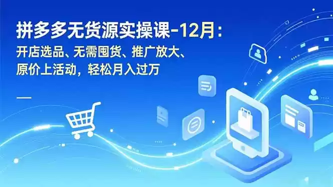拼多多无货源实操课-12月：开店选品、无需囤货、推广放大、原价上活动，轻松月入过万-鑫梵淘