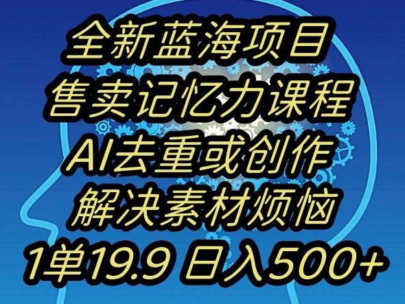蓝海项目记忆力提升，AI去重，一单19.9日入500+【揭秘】-鑫梵淘