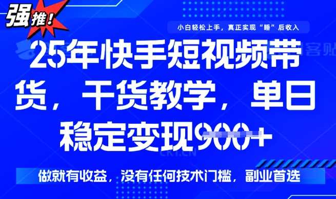 25年最新快手短视频带货，单日稳定变现900+，没有技术门槛，做就有收益【揭秘】-鑫梵淘