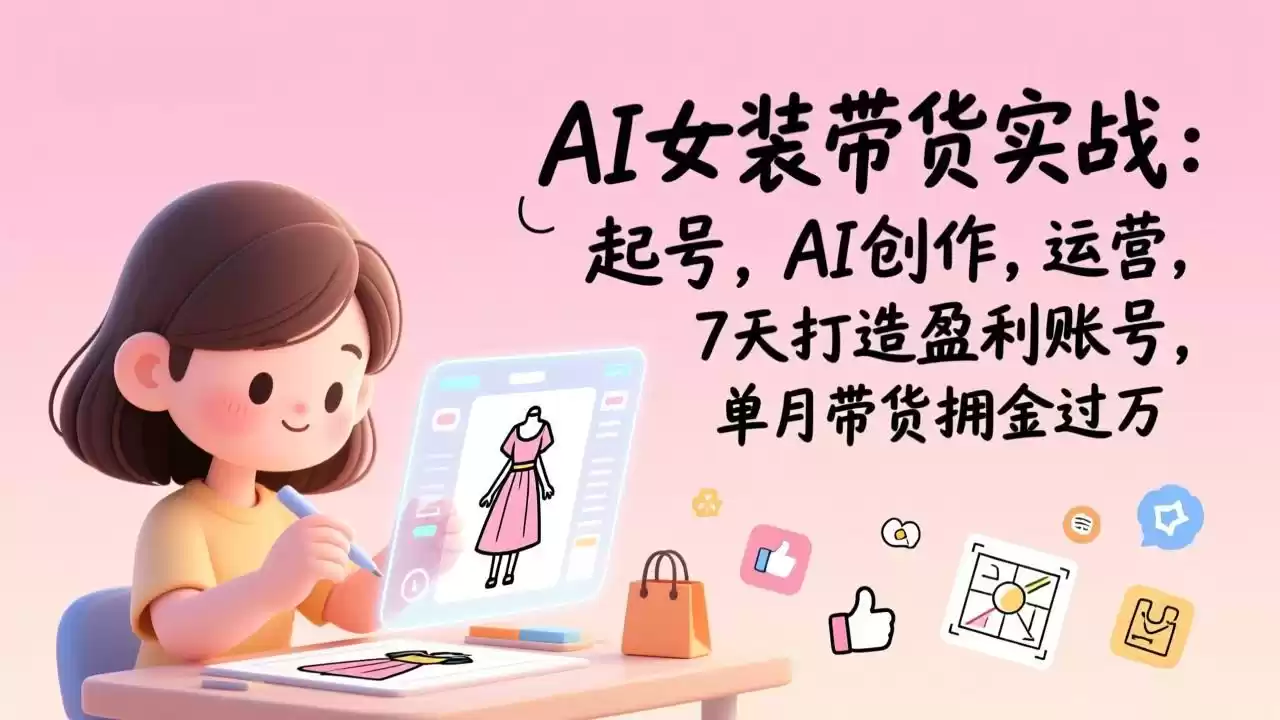 AI女装带货实战：起号，AI创作，运营，7天打造盈利账号，单月带货佣金过万-鑫梵淘