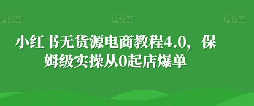 小红书无货源电商教程4.0，保姆级实操从0起店爆单【拆解】-鑫梵淘