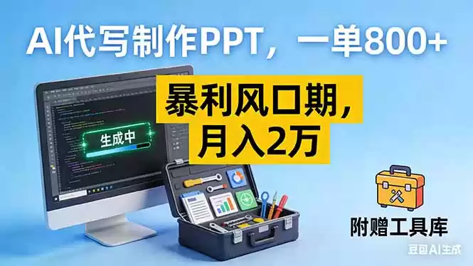 AI代写制作PPT，一单800+， 暴利风口期，月入2万【附工具】-鑫梵淘