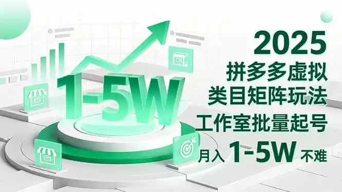 2025 拼多多虚拟类目矩阵玩法，工作室批量起号，月入 1-5W 不难-鑫梵淘
