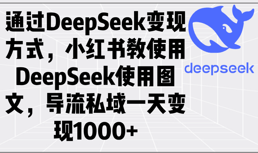 通过DeepSeek变现方式，小红书教使用DeepSeek图文，导流私域一天变现1000+-鑫梵淘