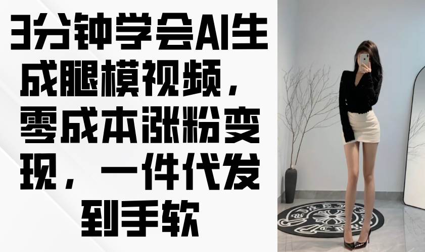 （14537期）3分钟学会AI生成腿模视频，零成本涨粉变现，一件代发到手软-鑫梵淘