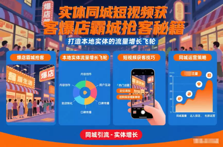 实体同城短视频获客爆店霸城抢客秘籍，打造本地实体的流量增长飞轮-鑫梵淘