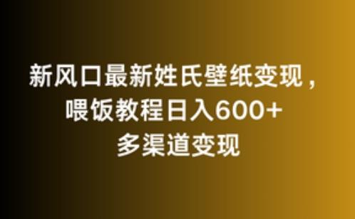 新风口最新姓氏壁纸变现，喂饭教程日入600+【揭秘】-鑫梵淘