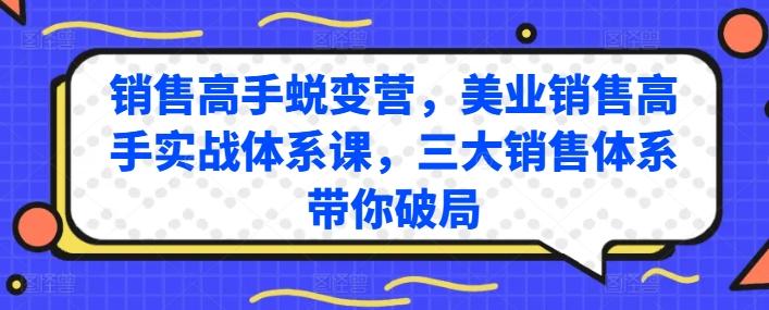 销售高手蜕变营，美业销售高手实战体系课，三大销售体系带你破局-鑫梵淘
