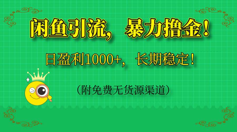 （14647期）闲鱼引流，暴力撸金，日盈利1000+，长期稳定！（附免费无货源渠道）-鑫梵淘