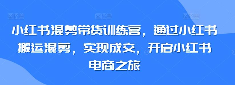 小红书混剪带货训练营，通过小红书搬运混剪，实现成交，开启小红书电商之旅-鑫梵淘