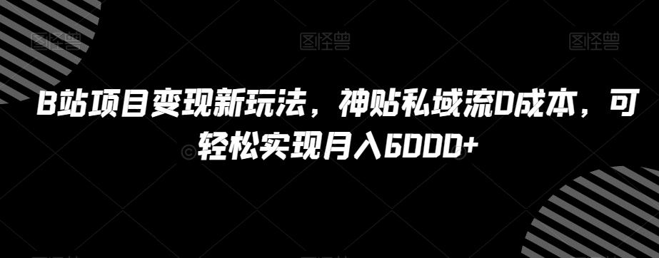 B站项目变现新玩法，神贴私域流0成本，可轻松实现月入6000+【揭秘】-鑫梵淘