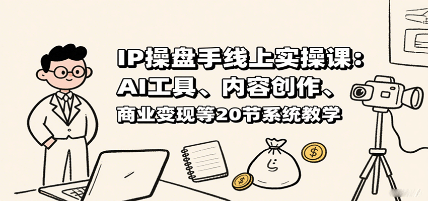 IP操盘手线上实操课：AI工具、内容创作、商业变现等20节系统教学-鑫梵淘