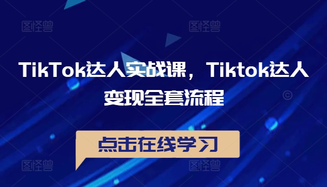 TikTok达人实战课，Tiktok达人变现全套流程-鑫梵淘