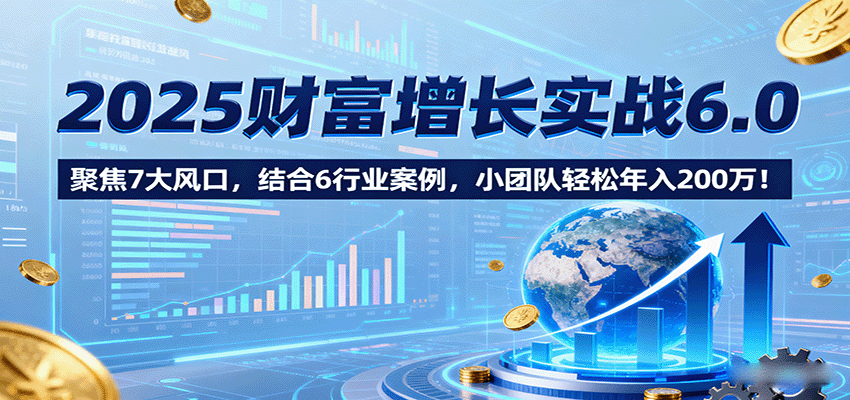 2025财富增长实战6.0，聚焦7大风口，结合6行业案例，小团队轻松年入200万！-鑫梵淘