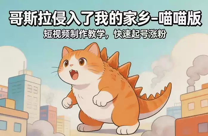 哥斯拉侵入了我的家乡–喵喵版短视频制作教学，快速起号涨粉-鑫梵淘
