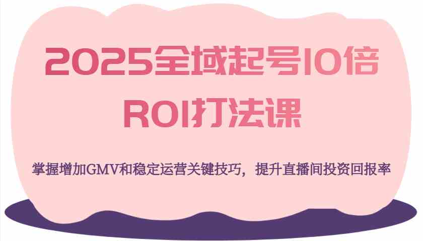 2025全域起号10倍ROI打法课，掌握增加GMV和稳定运营关键技巧，提升直播间投资回报率-鑫梵淘