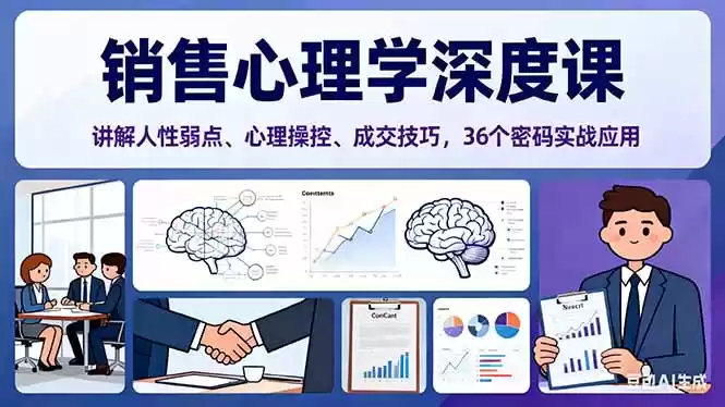 销售心理学深度课，讲解人性弱点、心理操控、成交技巧，36个密码实战应用-鑫梵淘
