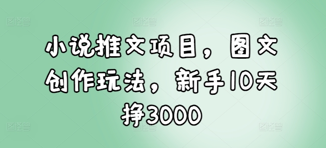 小说推文项目，图文创作玩法，新手10天挣3000-鑫梵淘