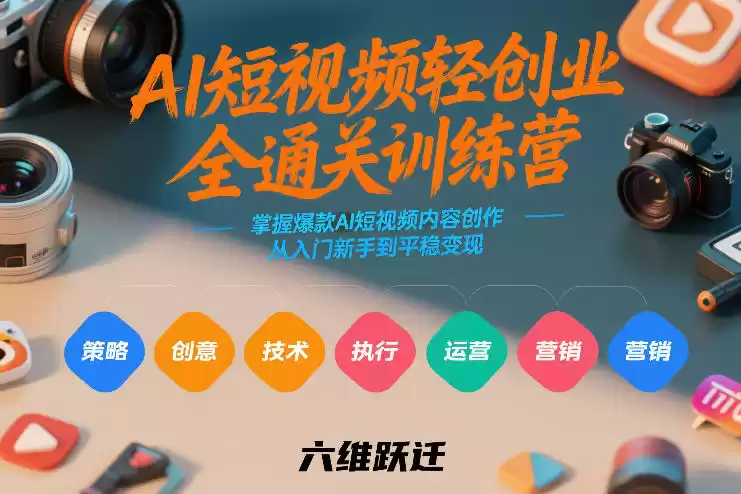 AI短视频轻创业全通关训练营，掌握爆款AI短视频内容创作，从入门新手到平稳变现的六维跃迁-鑫梵淘