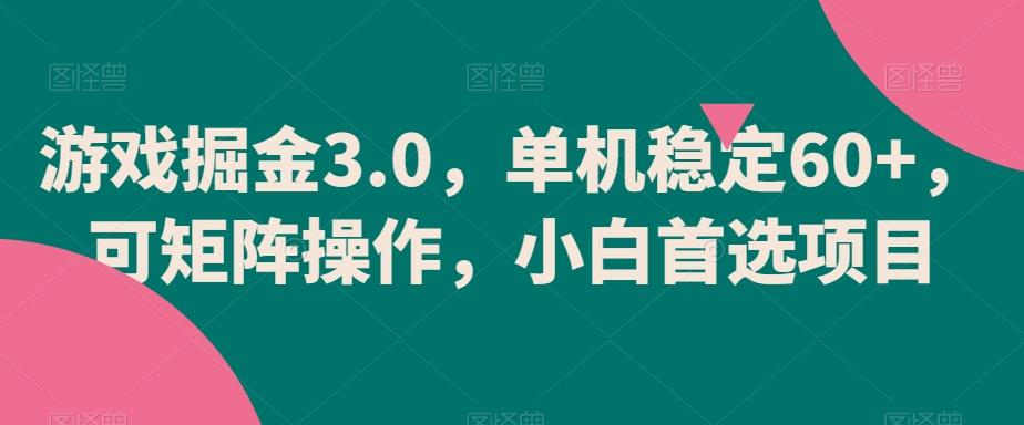 游戏掘金3.0，单机稳定60+，可矩阵操作，小白首选项目【揭秘】-鑫梵淘