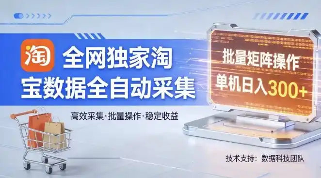 全网独家，淘宝数据全自动采集项目，批量可矩阵，单机轻松日入300【揭秘】-鑫梵淘