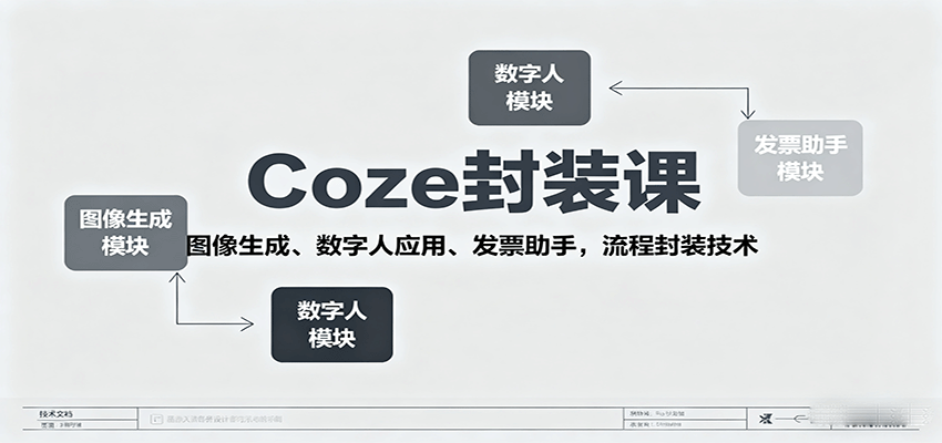 Coze封装课，图像生成、数字人应用、发票助手，流程封装技术-鑫梵淘